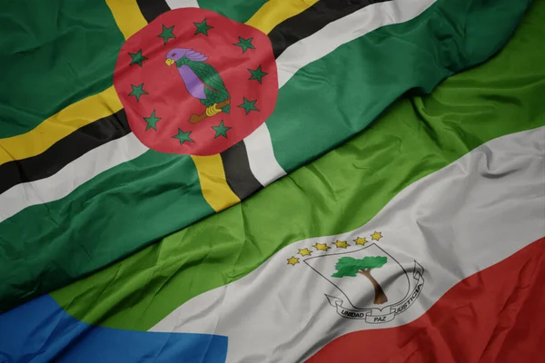 Waving Colorful Flag Equatorial Guinea National Flag Dominica Macro Illustration — ストック写真