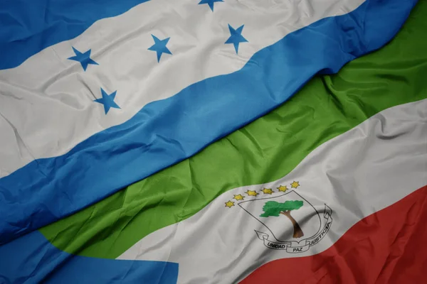 Waving Colorful Flag Equatorial Guinea National Flag Honduras Macro Illustration —  Fotos de Stock