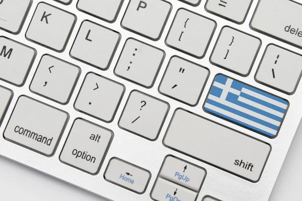 Görög Nemzeti Zászló Szürke Alapon Billentyűzeten Fogalom — Stock Fotó
