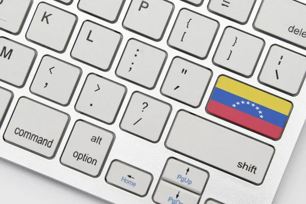 Bandeira Nacional Venezuela Teclado Sobre Fundo Cinza Conceito — Fotografia de Stock
