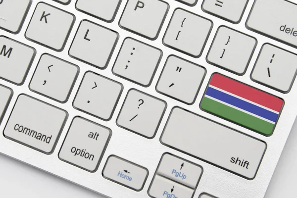 Bandiera Nazionale Gambia Sulla Tastiera Sfondo Grigio Illustrazione Concetto — Foto Stock