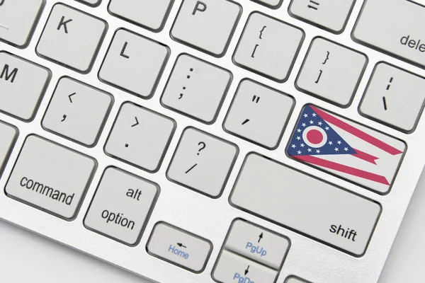 Vlag Van Ohio Staat Het Toetsenbord Een Grijze Achtergrond Illustratie — Stockfoto