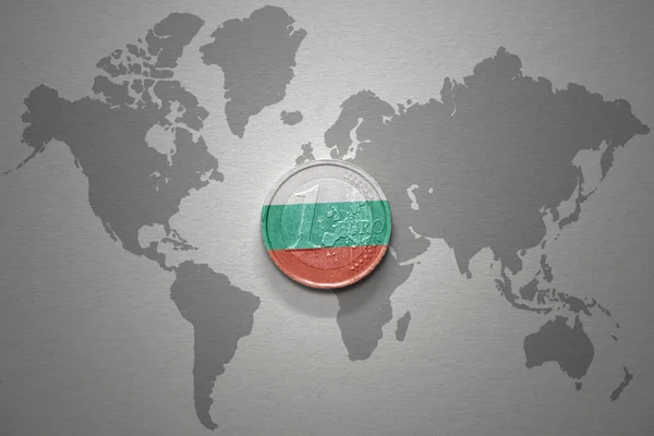 Moneda Euro Con Bandera Nacional Bulgaria Fondo Del Mapa Del — Foto de Stock