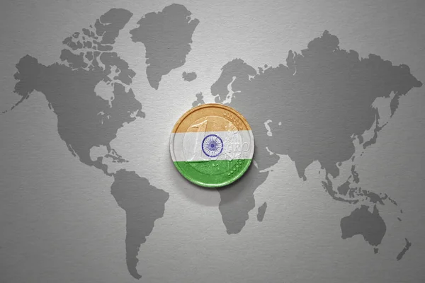 Moneta Euro Con Bandiera Nazionale Dell India Sullo Sfondo Grigio — Foto Stock