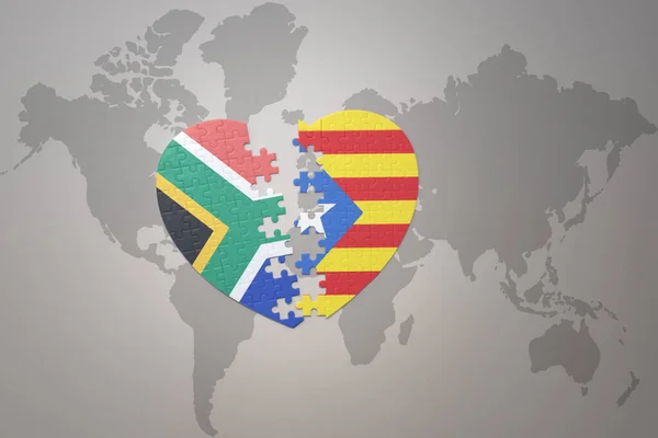 아프리카와 카탈로니아의 국기가 지도의 그라운드 콘셉트에 새겨져 — 스톡 사진