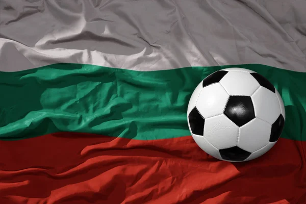 Old Vintage Football Ball Waveing National Flag Bulgaria Background Illustration — Stock Photo, Image