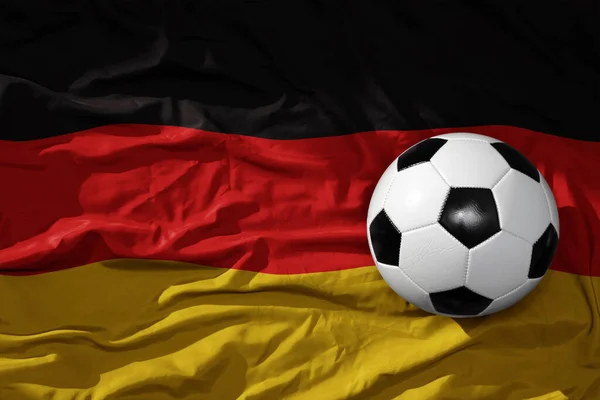 Старый Винтажный Футбольный Мяч Волне Национального Флага Германии Иллюстрация — стоковое фото