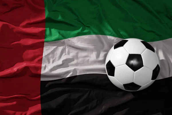 Oude Vintage Voetbal Bal Wapperende Nationale Vlag Van Verenigde Arabieren — Stockfoto