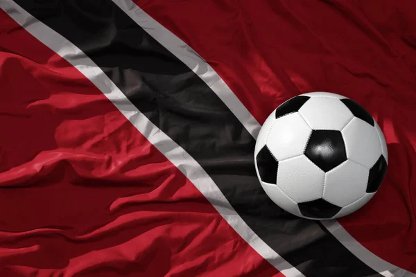 Trinidad Tobago Nun Bayrağında Sallanan Eski Bir Futbol Topu Illüstrasyon — Stok fotoğraf