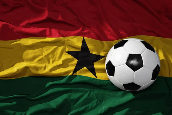 Velho Bola Futebol Vintage Bandeira Nacional Ondulante Fundo Ghana Ilustração — Fotografia de Stock