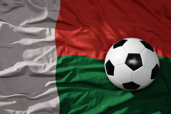 Gammal Vintage Fotboll Viftande Nationell Flagga Madagascar Bakgrund Illustration — Stockfoto