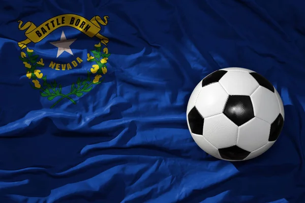 Oude Vintage Voetbal Bal Golvende Nevada Vlag Achtergrond Illustratie — Stockfoto