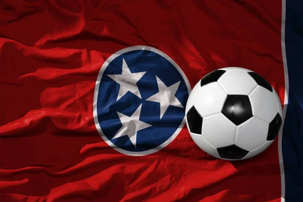 Старый Винтажный Футбольный Мяч Фоне Флага Штата Теннеси Иллюстрация — стоковое фото