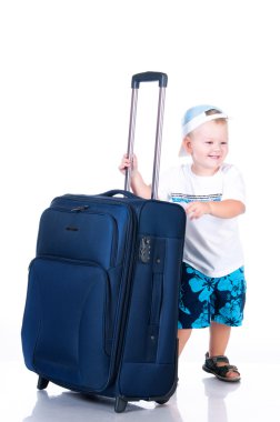 Çanta beyaz zemin üzerine küçük turistik