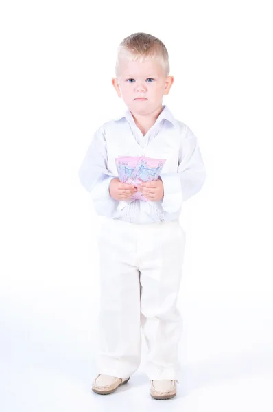 Kleine zakenman met geld — Stockfoto