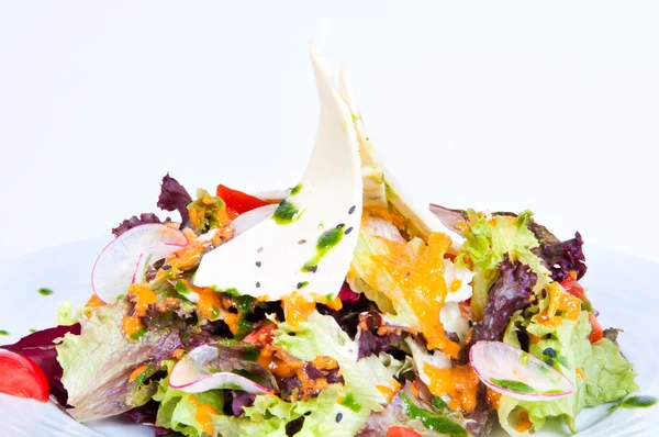 Салат со свежими овощами и сыром. — стоковое фото