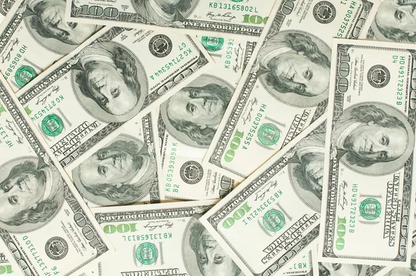 Yüz dolarlık banknotların arka planı — Stok fotoğraf
