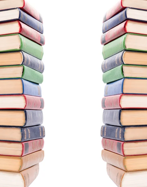Multicolored books stack isolated on white background. — Stock Photo, Image