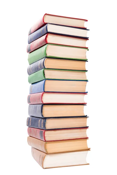 Multicolored books stack isolated on white background. — Stock Photo, Image