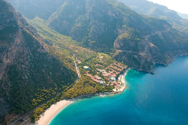 View from parachute on hotel Fethiye, Turkey. — Stock Photo, Image