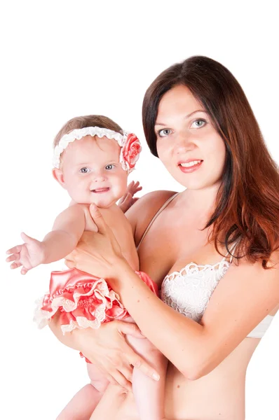 Щаслива мати і маленька дочка на руках — стокове фото