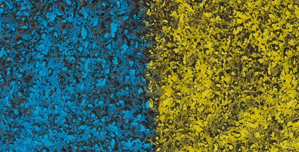 Detener Guerra Ucrania Bandera Ucraniana Amarillo Azul Pintada Pavimento Colores —  Fotos de Stock