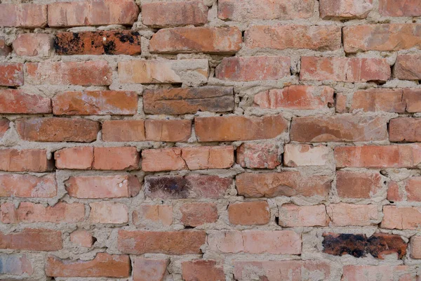 Kırmızı tuğla duvar, yakın plan, eski tuğla işi arka plan. Yüksek kalite fotoğraf