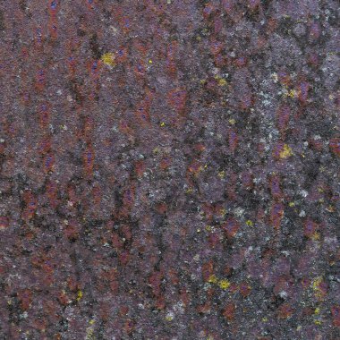 Büyük paslı, siyah bir leke ve metal korozyonla boyanmış demir yüzey. Soyulmuş ve çatlak boyalı eski bir arka plan. Yüksek kalite fotoğraf