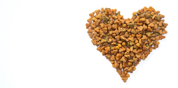 Valentines Day Love Pets Concept Heart Shaped Cat Dry Kibble — 图库照片