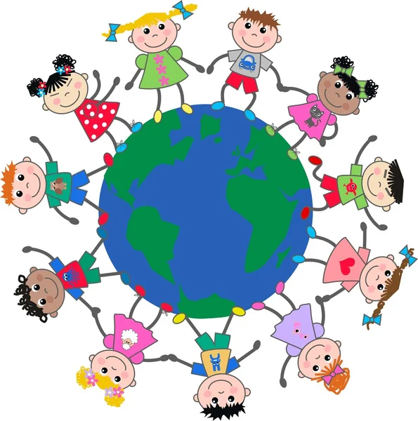 Mixed ethnic children around the world — Stock Vector