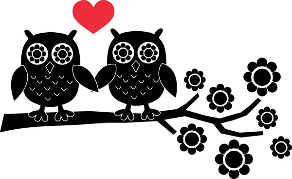 Two owls in love — Stok Vektör