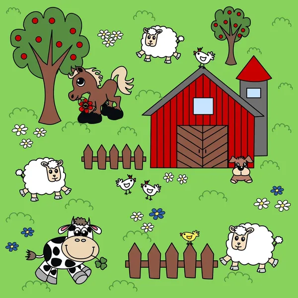 Farm house background — Stock Vector