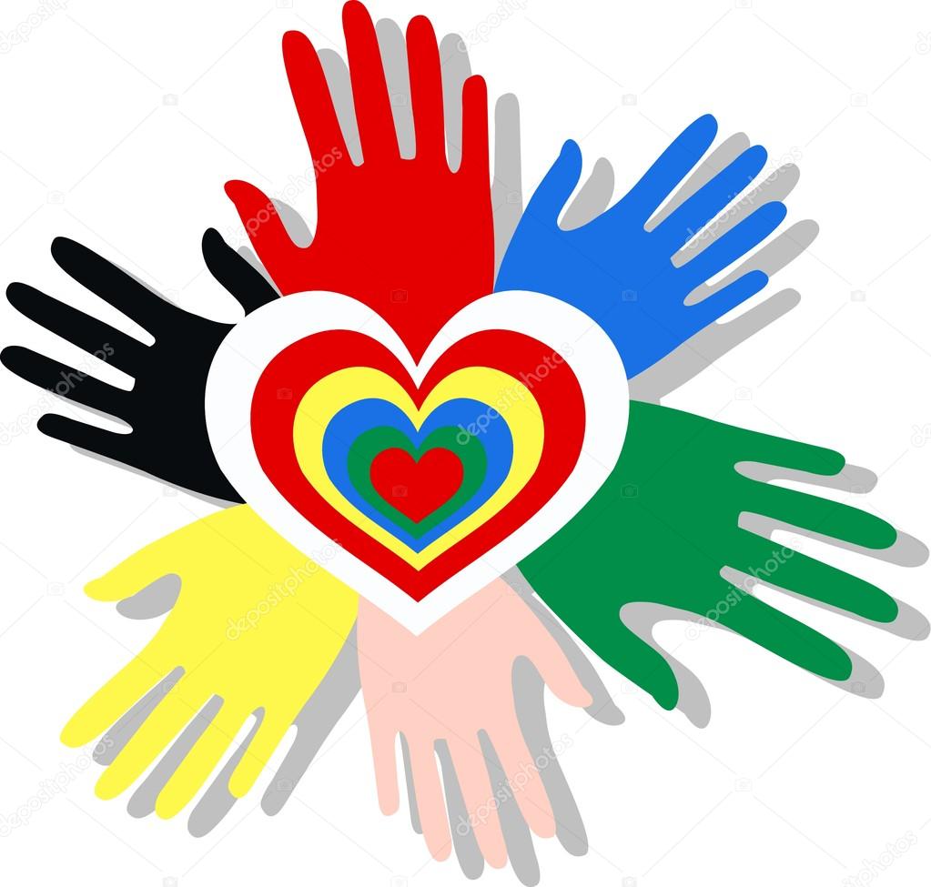 Love peace diversity hands heart
