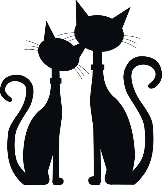 Silueta de dos gatos negros — Archivo Imágenes Vectoriales