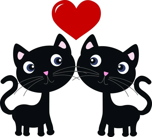 Two sweet cats in love — Stock Vector