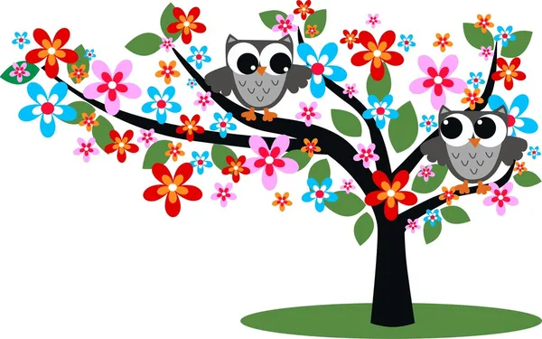 Two birds in a tree — Stock Vector