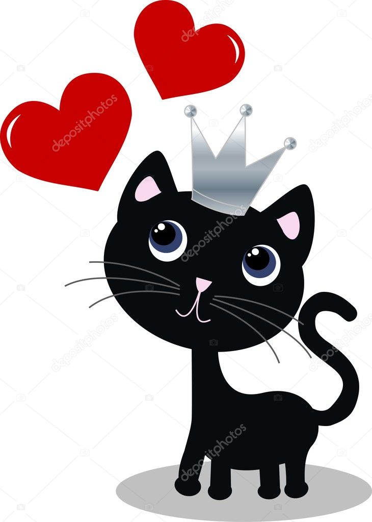 A black cat with a crown