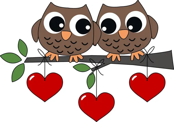 Две влюблённые совы — стоковый вектор