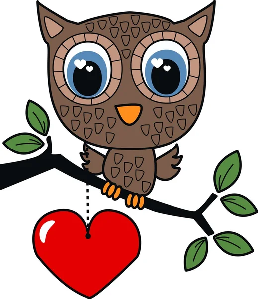 A sweet little brown owl — Stock Vector