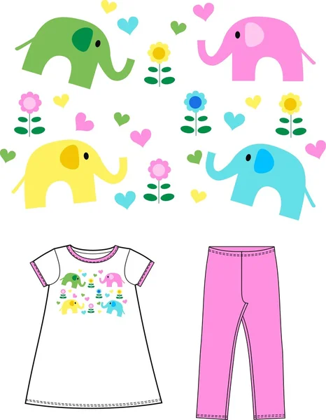 Pattern for children fashion industry — Stok Vektör