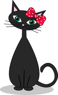 Kırmızı yay ile siyah bir kedi