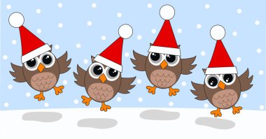 Merry christmas başlığı ile tatlı baykuşlar