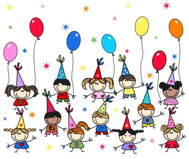 Party kids on white background