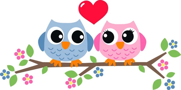 Two sweet owls in love — Stock Photo, Image