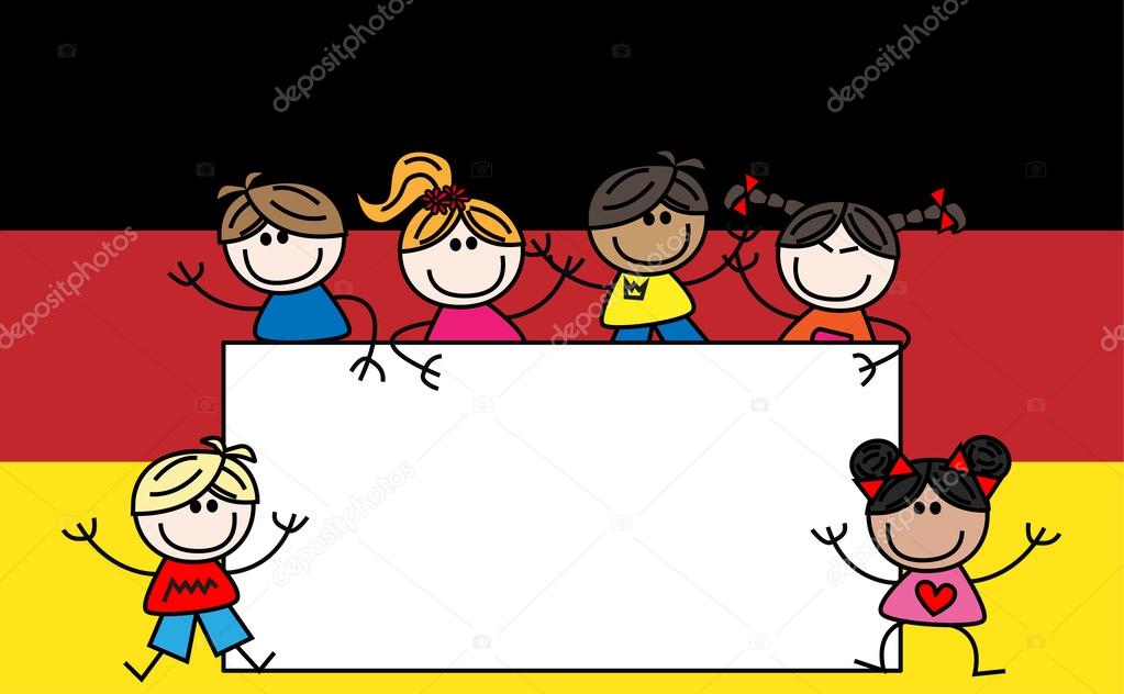 Mixed ethnic children german flag