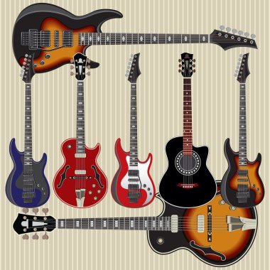 gitar çizgili arka plan üzerinde bir dizi