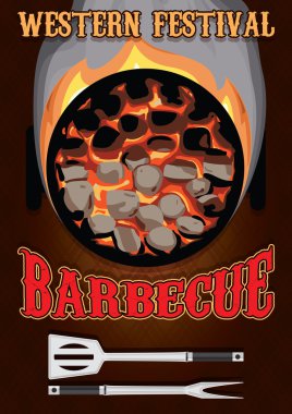 Retro poster için mangal kömürü ile