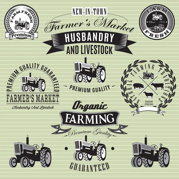 bir traktör ve kırpma ile etiket kümesi