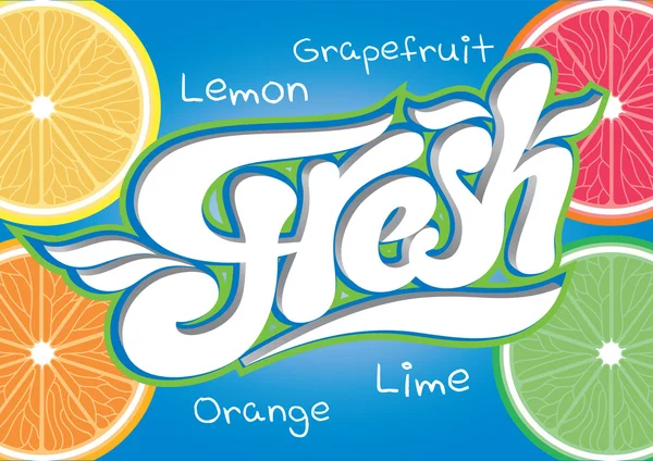 Kaligrafi yazıt taze meyve suyu sonunda su vektör