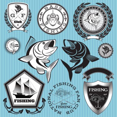 vektör Amblemler konu balıkçı olarak ayarla